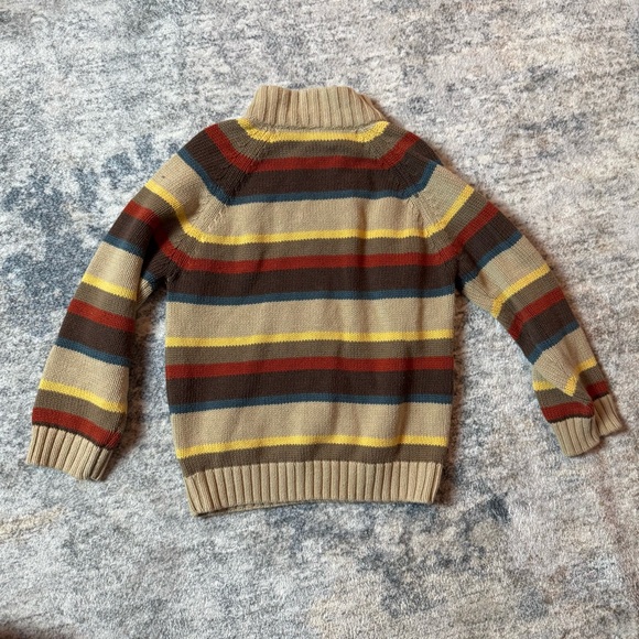 Boys Grandpa cottage Sweater Stripes with Brown Yellow Red Turtleneck Sz 4 - Picture 3 of 4